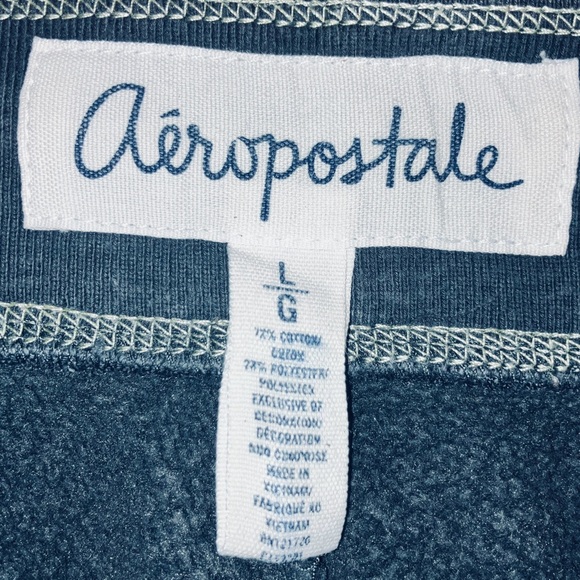 Charcoal Aeropostale sweatpants with pale yellow/green logo. Size large. - Picture 4 of 4